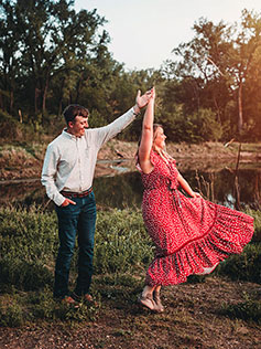 Bride and groom dancing